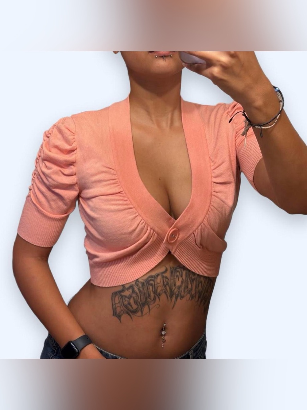 Y2K Pink Crop Cardigan Top by Take Out!